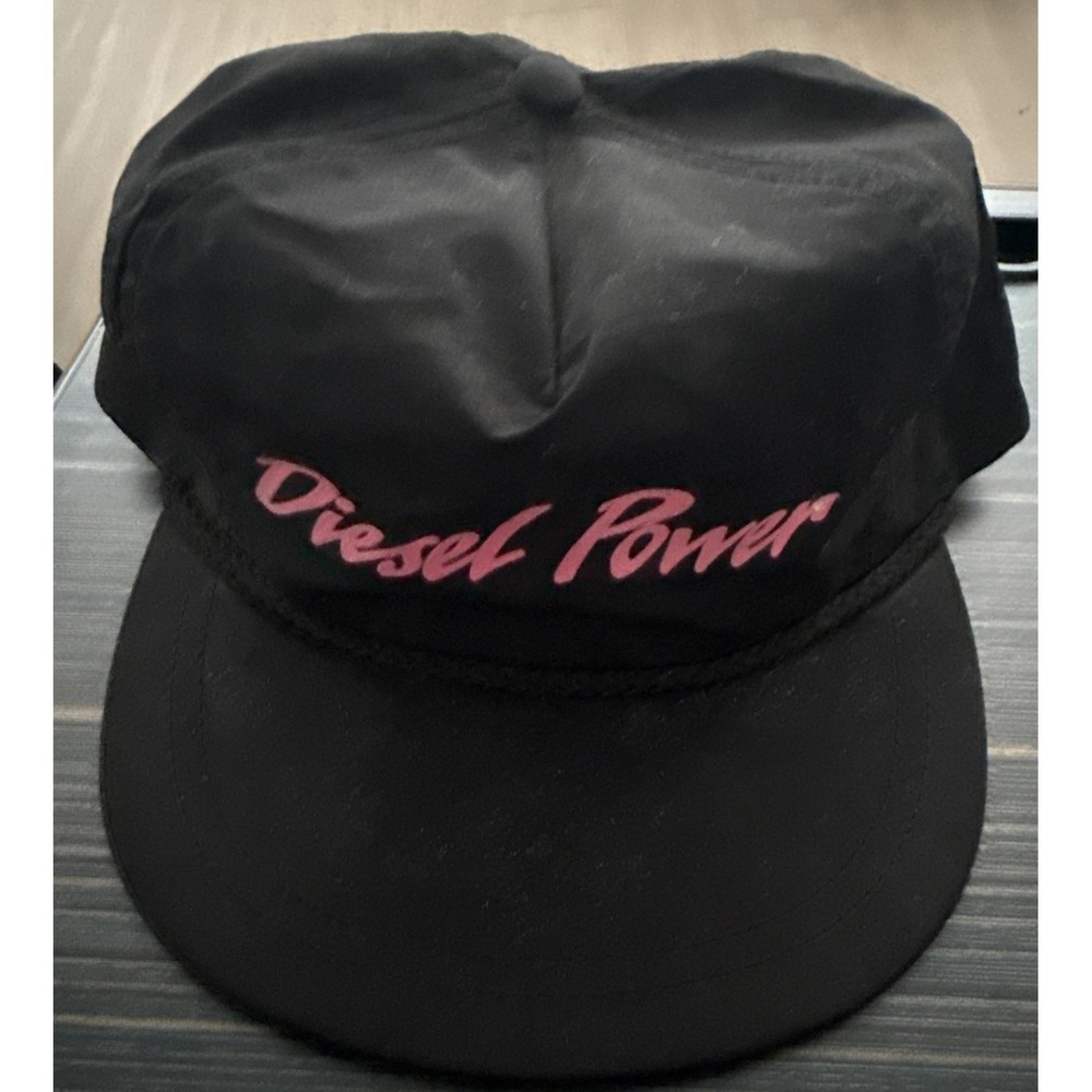 Vintage 90s Caterpillar Cat Diesel Power Black & Pink Rope Hat SnapBack USA Made